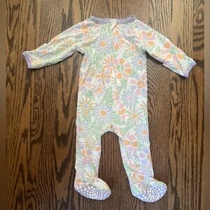 Bamboo Pastel Floral Kids Footie Pajama